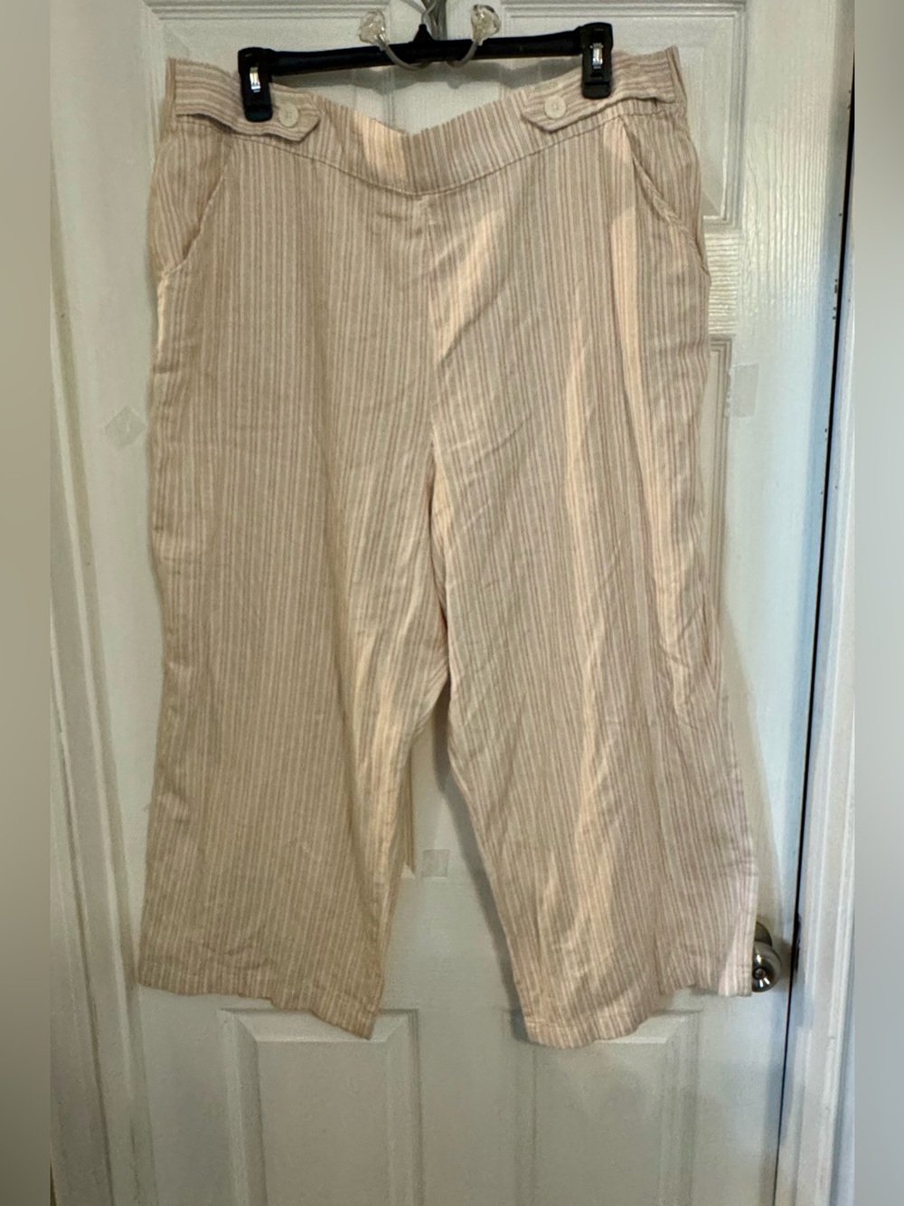croft & barrow Cream Beige Striped Capris